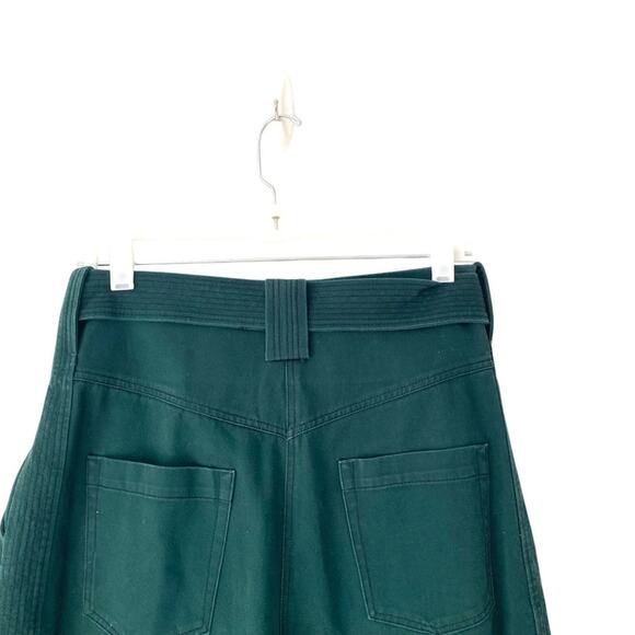 Sandro Paris Green High Rise Cotton Belted Pants Cropped Wide Leg size 40 US 8 - Picture 7 of 11